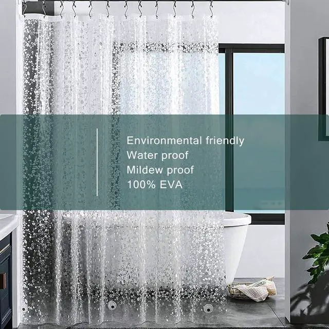 Alt view image 6 of 7 - EVA Clear Shower Curtain Liner, 3D Water Cube 5G Shower Liners with 12 Rustproof Metal Grommets and Weighted Magnets, Waterproof Duty for Bathroom 72 x 72