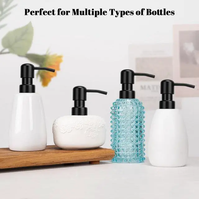 Alt view image 3 of 7 - 2 Pack Black Stainless Steel Soap Dispenser Pump Replacement Standard 28/400 Thread for Lotion Dish Soap Kitchen Bathroom