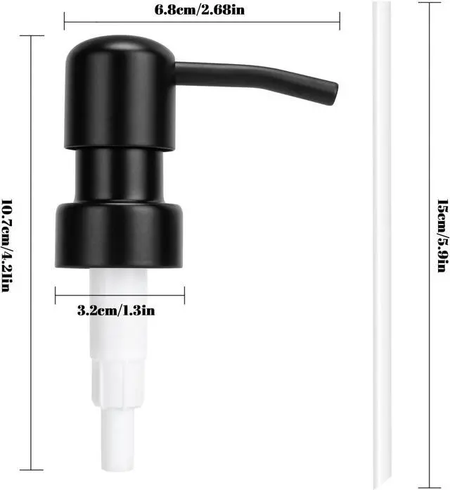 Alt view image 5 of 7 - 2 Pack Black Stainless Steel Soap Dispenser Pump Replacement Standard 28/400 Thread for Lotion Dish Soap Kitchen Bathroom
