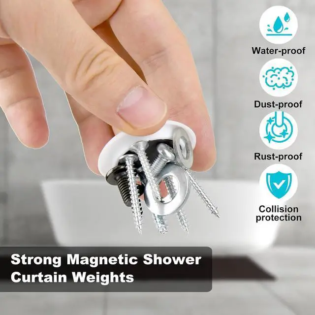 Alt view image 3 of 7 - 12 PCS Shower Curtain Weights Magnetic Curtain Magnets | Heavy Duty Shower Curtain Weights Help Keep Curtain Liners in Place, Also Suitable for Drapery, Flags and Tablecloths