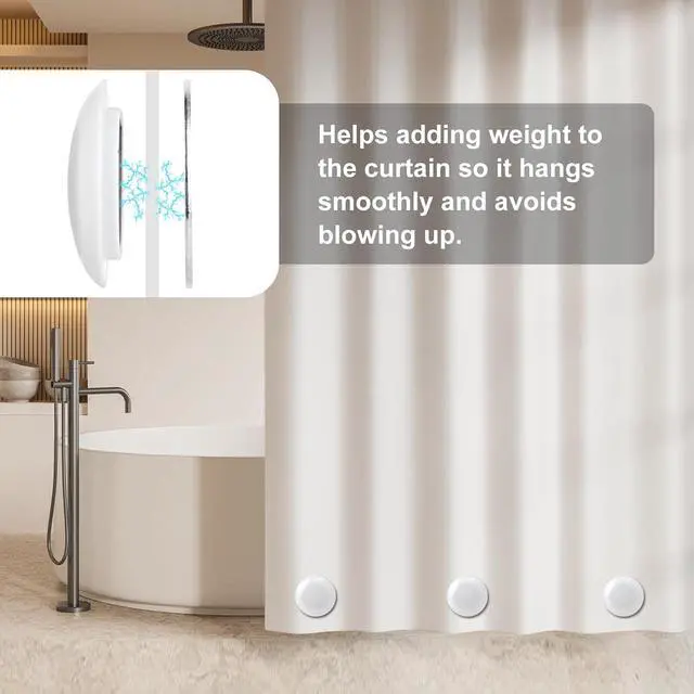 Alt view image 2 of 7 - 12 PCS Shower Curtain Weights Magnetic Curtain Magnets | Heavy Duty Shower Curtain Weights Help Keep Curtain Liners in Place, Also Suitable for Drapery, Flags and Tablecloths