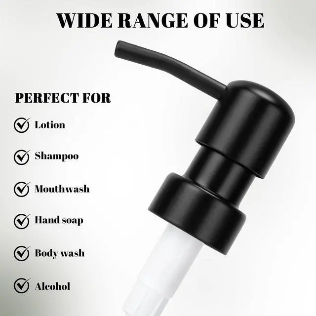 Alt view image 7 of 7 - 2 Pack Black Stainless Steel Soap Dispenser Pump Replacement Standard 28/400 Thread for Lotion Dish Soap Kitchen Bathroom