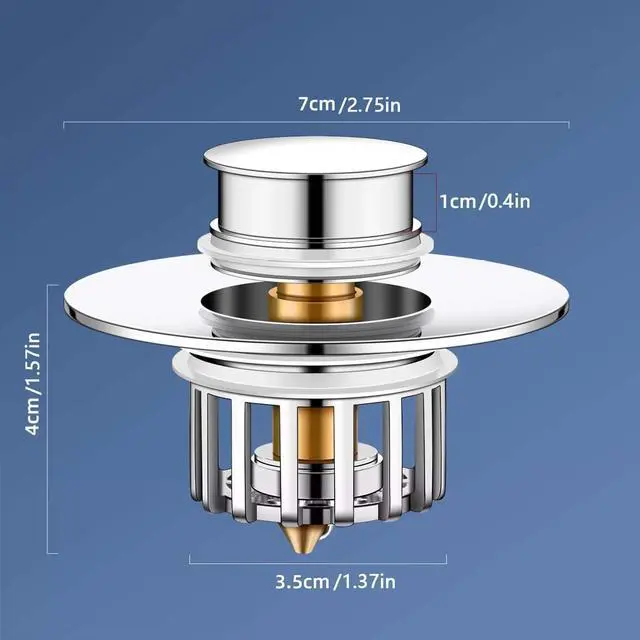 Alt view image 2 of 7 - Pop-Up Drain Plug with ScreenBathtub PlugsShower Drain Hair CatcherDrain Protectors for 1-1/2 to 1-3/4 inch Bathtub Drain Holes
