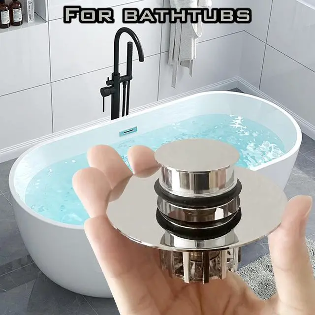 Alt view image 3 of 7 - Pop-Up Drain Plug with ScreenBathtub PlugsShower Drain Hair CatcherDrain Protectors for 1-1/2 to 1-3/4 inch Bathtub Drain Holes