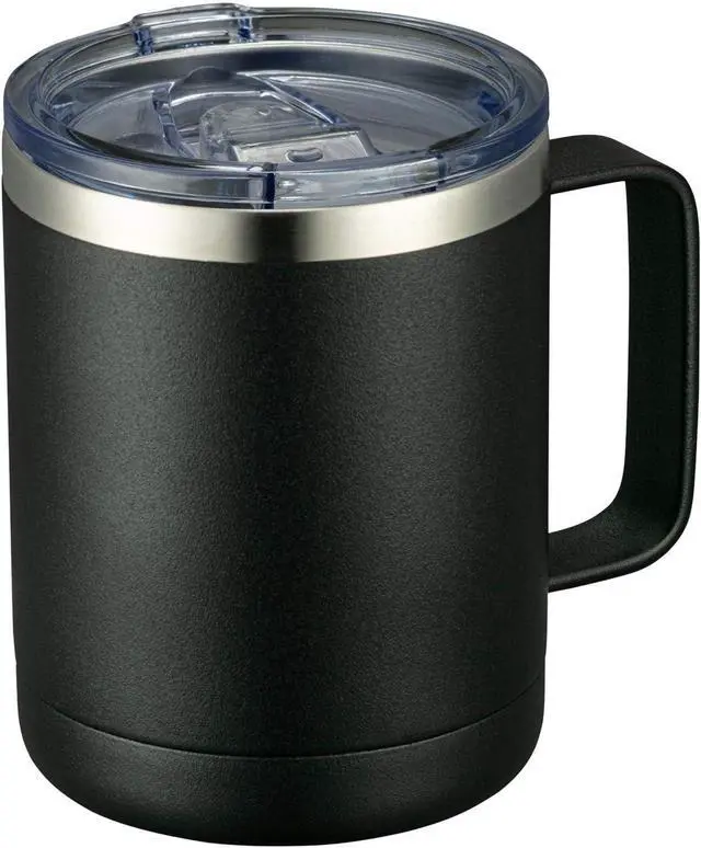 Main image of MEWAY 12oz Coffee Mug With Handle and Sliding Lid,Stainless Steel Travel Tumbler Cup with Handle,Double Wall Vacuum Insulated Camping Cup for Hot & Cold Drinks Tea (Black,Set of 1