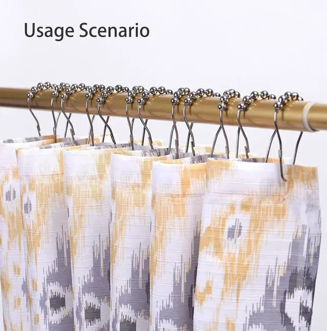 Alt view image 3 of 6 - Shower Curtain Rings Hooks, Rust Proof Stainless Steel Hooks for Bathroom Shower Rods, Polished Nickel, 12 Pcs