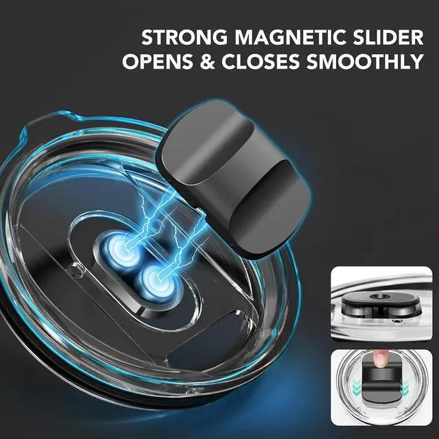 Alt view image 4 of 6 - 10 oz Wine Tumbler Lid Replacement, 2 Pack Magnetic Slider Cup Lids Compatible with YETI 6 oz Espresso Mug, 8 oz Stackable Cup, 10oz Tumbler and 10 oz Wine Tumbler, BPA Free Splash Resistant Covers