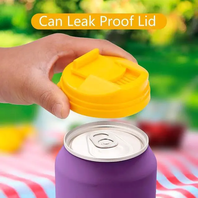 Alt view image 5 of 7 - Soda Can Lid Covers, Reusable 2.4in Lids, 4-Pack | Round plastic covers fit standard soda, beer, juice and beverage cans for storage and drink protection.
