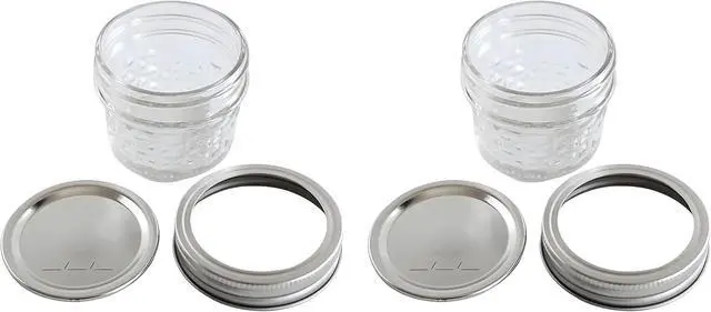 Alt view image 2 of 7 - Bexter 4 oz Quilted Crystal Jelly Jars with Lids and Bands Pack of 2 Clear Glass Mason-Style Canning Jars