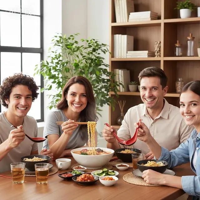 Alt view image 4 of 7 - Qianyu 6 Pc Asian Soup Spoon Chinese Ramen Spoon Soba Soup Spoon for Dinner | Red and Black, Long Handle Rice Spoon, with Notch Hook, Miso Ramen, Wonton Dumpling, Rice Noodle, Kitchen