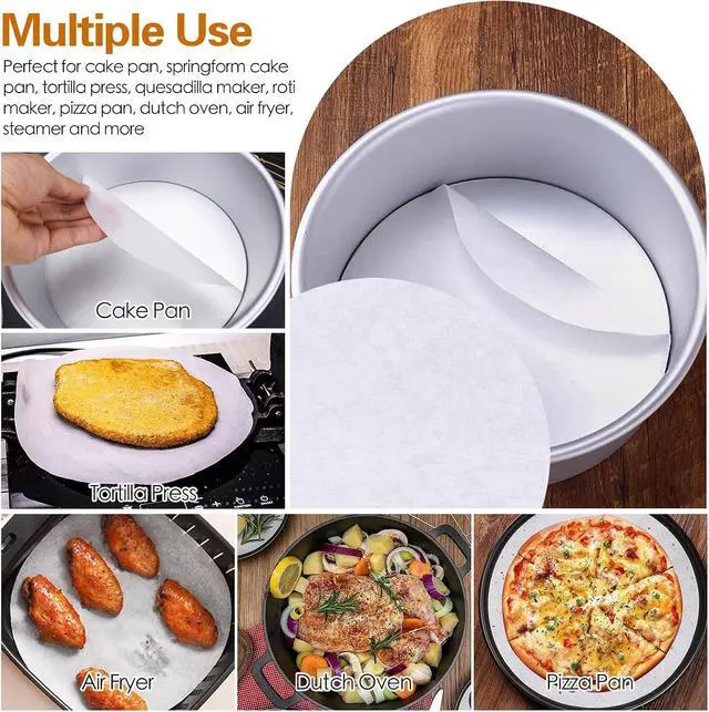 Alt view image 3 of 7 - 8 Inch Parchment Paper Rounds 100 Sheets, Non Stick Pre-cut Baking Parchment Paper, Premium Round Parchment Liners for Cake Pan, Springform Pan, Tortilla Press, Quesadilla Maker and More Vacnkoy