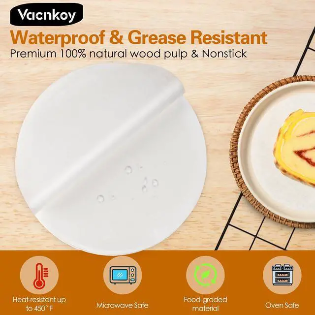 Alt view image 4 of 7 - 8 Inch Parchment Paper Rounds 100 Sheets, Non Stick Pre-cut Baking Parchment Paper, Premium Round Parchment Liners for Cake Pan, Springform Pan, Tortilla Press, Quesadilla Maker and More Vacnkoy
