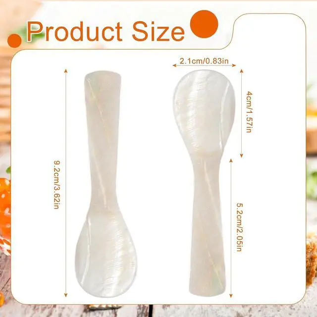Alt view image 2 of 7 - Ninsula 3PCS Caviar Serving Spoons Set, 3.62 inch Mother of Pearl Caviar Spoon, Hand-Carved Natural Shell Small Spoons for Caviar, Ice Cream, Sauces, Salt