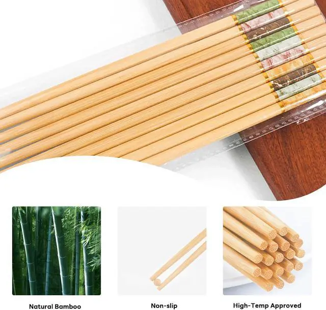 Alt view image 2 of 7 - Chopsticks Reusable Dishwasher Safe Chop Sticks of Wooden Bamboo