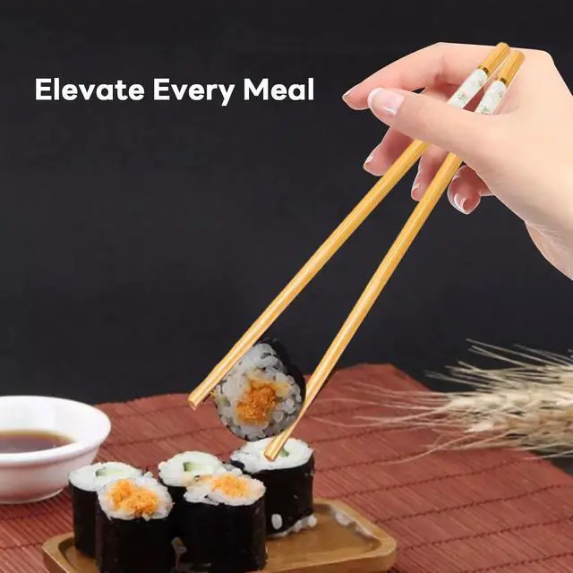 Alt view image 5 of 7 - Chopsticks Reusable Dishwasher Safe Chop Sticks of Wooden Bamboo