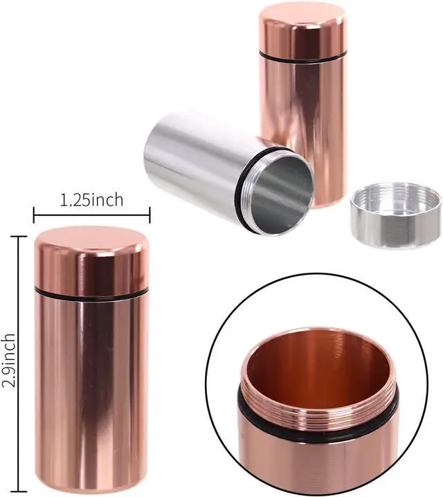 Alt view image 2 of 2 - 2 Pcs Waterproof Mini Airtight Storage Jars, 2oz Smell Proof Containers with Lids, Aluminum Alloy Small Tea Tins for Spices Coffee aTea in Traveling