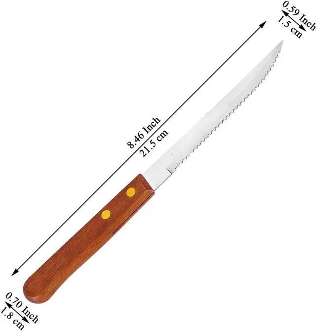 Alt view image 2 of 7 - Kyraton Steak Knives Set of 12, Wood Handle Stainless Steel Steak Knife Set, Serrated Steak Knives, Gifts for Home, Restaurant, Parties, Wedding, Camping