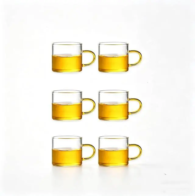 Alt view image 2 of 7 - Luxury Clear Glass Tea Cups with Golden Handle, 6 Pack Small Espresso Cups Premium Borosilicate Glass Teacup for Tea, Coffee, Latte (6pcs Tea Cups)