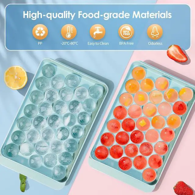 Alt view image 4 of 6 - WIBIMEN Ice Cube Tray with Lid, 1" Round Ice Tray for Freezer (1 Tray Only) | 1 Tray Makes 1" Round Ice Balls for Iced Coffee & Juice, Easy Twist Release, Space-Saving for Home Use