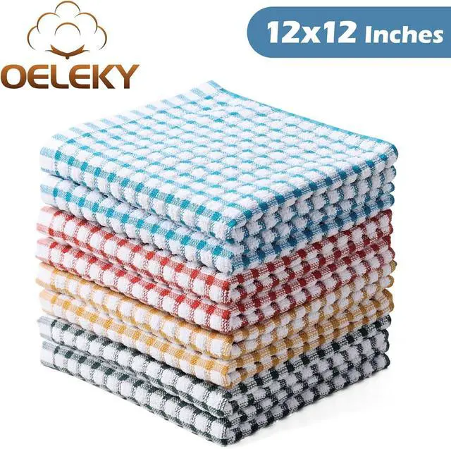 Alt view image 2 of 7 - Oeleky Dish Cloths for Washing Dishes, Kitchen Washcloths Dishcloths | Good absorption, for cleaning drying wiping, dish cloths ,quick dry, 100% cotton,12x12 inches, pack 8, small dish towels
