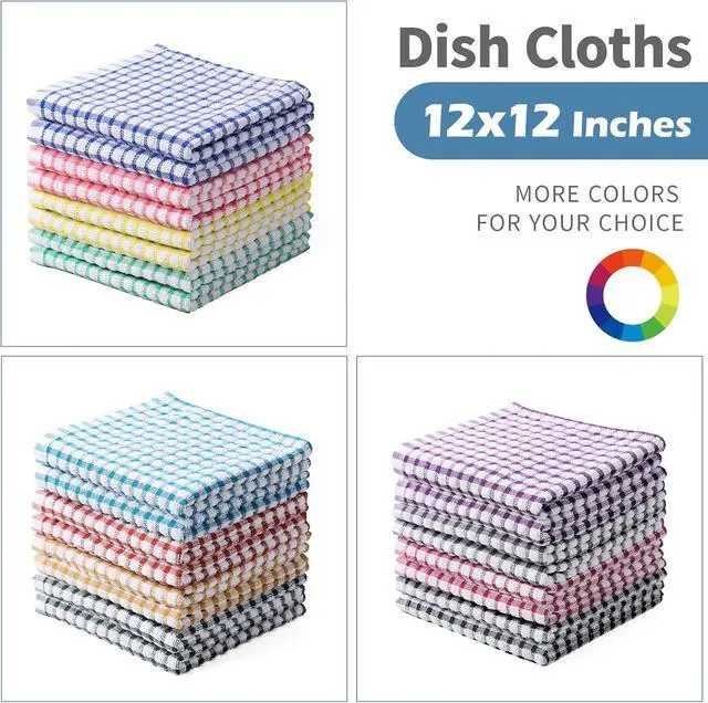Alt view image 7 of 7 - Oeleky Dish Cloths for Washing Dishes, Kitchen Washcloths Dishcloths | Good absorption, for cleaning drying wiping, dish cloths ,quick dry, 100% cotton,12x12 inches, pack 8, small dish towels