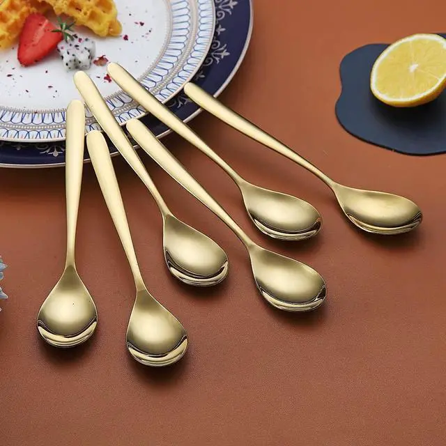 Alt view image 4 of 7 - Gold Teaspoons, 6 Piece Silverware, Stainless Steel Small Spoons for Home, Kitchen or Restaurant, Dishwasher Safe (6.6 Inches)