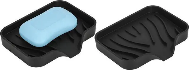 Main image of 2-Pack Self-Draining Silicone Soap Dish - Anti-Slip Bar Soap Holder for Shower, Bathroom & Kitchen