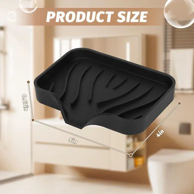 Alt view image 2 of 7 - 2-Pack Self-Draining Silicone Soap Dish - Anti-Slip Bar Soap Holder for Shower, Bathroom & Kitchen
