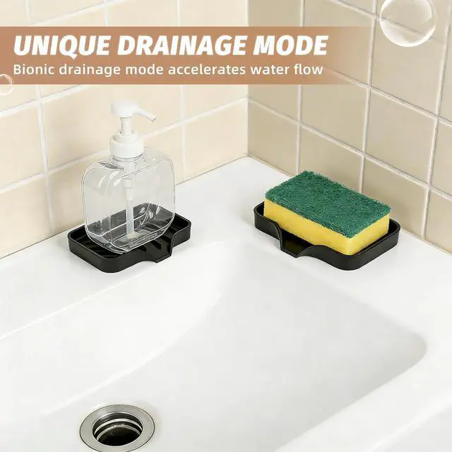 Alt view image 3 of 7 - 2-Pack Self-Draining Silicone Soap Dish - Anti-Slip Bar Soap Holder for Shower, Bathroom & Kitchen