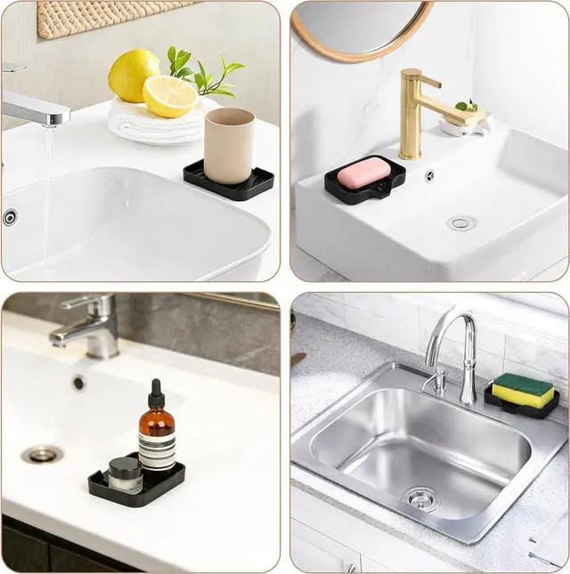 Alt view image 4 of 7 - 2-Pack Self-Draining Silicone Soap Dish - Anti-Slip Bar Soap Holder for Shower, Bathroom & Kitchen