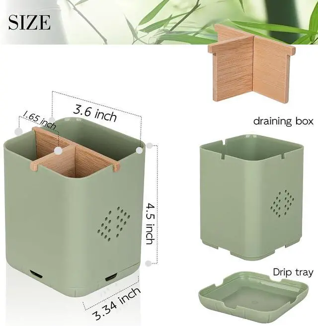 Alt view image 6 of 7 - Toothbrush Holders for Bathrooms, Electric Toothbrush Holder, Green | Toothbrush and Toothpaste Organizer for Bathroom Countertop, 3 Slot Vanity Storage