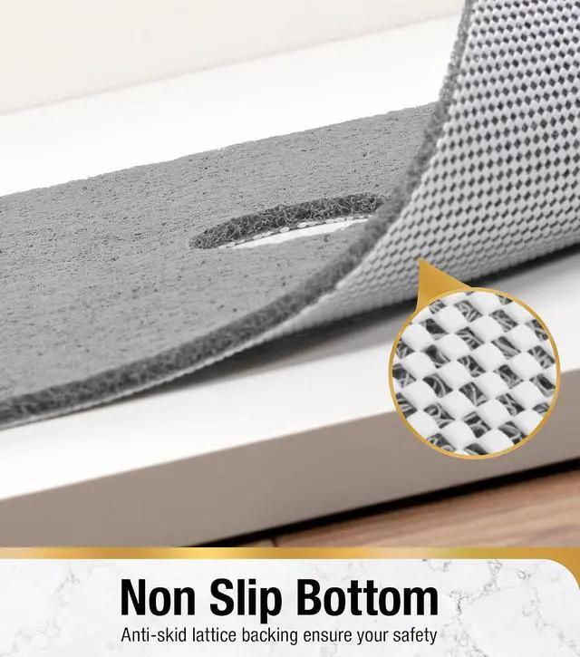 Alt view image 3 of 7 - HITSLAM Shower Mat with Center Drain Hole, 24 x 16 Inch Non Slip Bath Mat for Textured Tub, Soft Loofah-Style Bathtub Mat Without Suction Cup, Quick Drying Stall Floor Mat, Bathroom Accessories, Grey