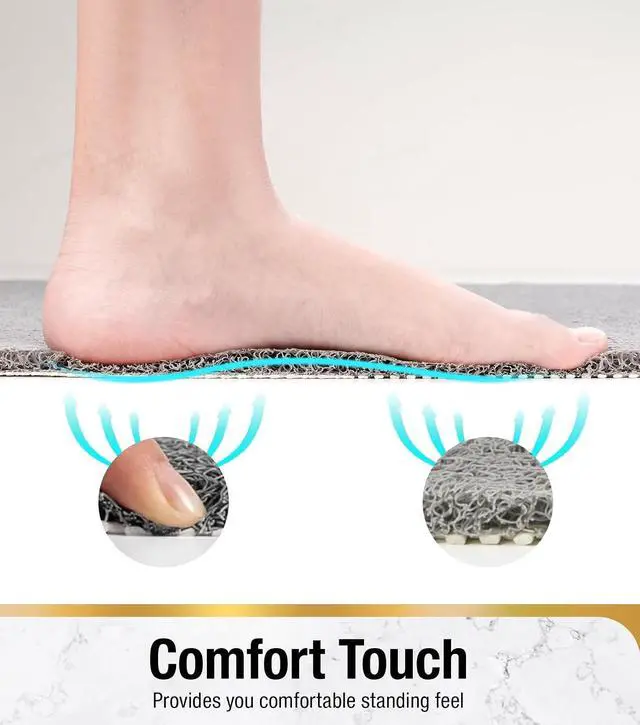 Alt view image 5 of 7 - HITSLAM Shower Mat with Center Drain Hole, 24 x 16 Inch Non Slip Bath Mat for Textured Tub, Soft Loofah-Style Bathtub Mat Without Suction Cup, Quick Drying Stall Floor Mat, Bathroom Accessories, Grey