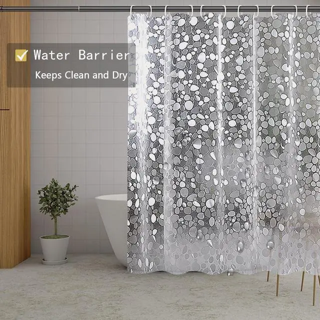 Alt view image 3 of 6 - Shower Curtain Liner, Waterproof EVA 3D Shower Curtains with Duty Heavy Bottom Magnets and Rust Proof Grommets, Weighted Shower Liner for Shower Stall, Bathtubs