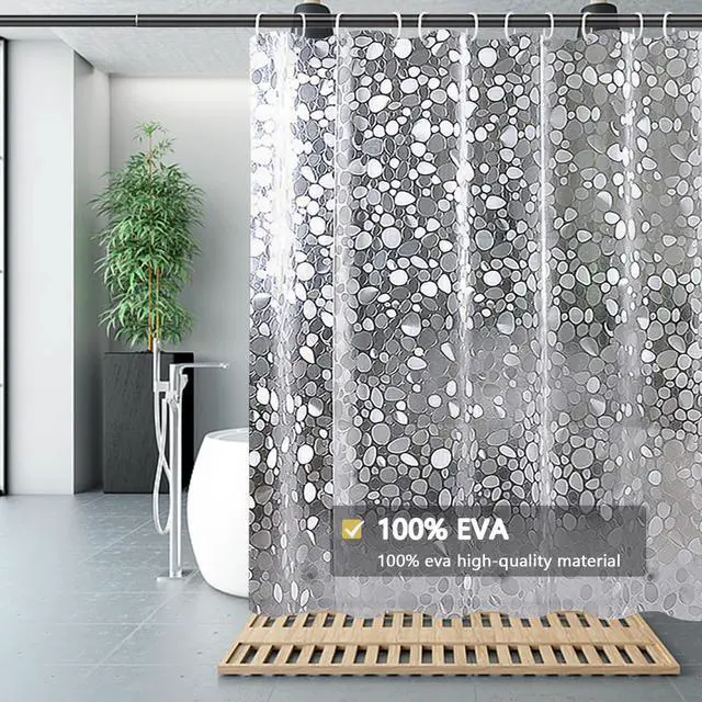 Alt view image 5 of 6 - Shower Curtain Liner, Waterproof EVA 3D Shower Curtains with Duty Heavy Bottom Magnets and Rust Proof Grommets, Weighted Shower Liner for Shower Stall, Bathtubs