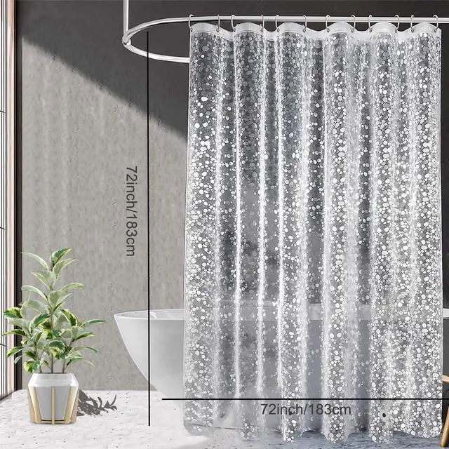 Alt view image 6 of 6 - Shower Curtain Liner, Waterproof EVA 3D Shower Curtains with Duty Heavy Bottom Magnets and Rust Proof Grommets, Weighted Shower Liner for Shower Stall, Bathtubs