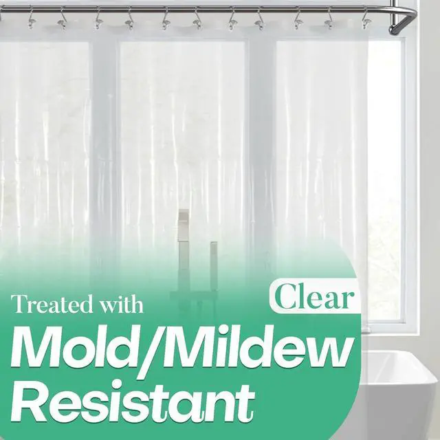 Main image of Mrs Awesome Clear Shower Curtain Liner with 3 Magnets, 72x72 | 12 Rustproof Grommets, Premium Flexible Sturdy Plastic Shower Curtain for Bathroom Lightweight, Waterproof,72W x 72H