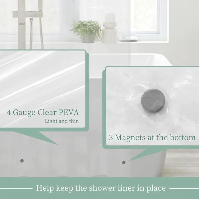 Alt view image 5 of 7 - Mrs Awesome Clear Shower Curtain Liner with 3 Magnets, 72x72 | 12 Rustproof Grommets, Premium Flexible Sturdy Plastic Shower Curtain for Bathroom Lightweight, Waterproof,72W x 72H