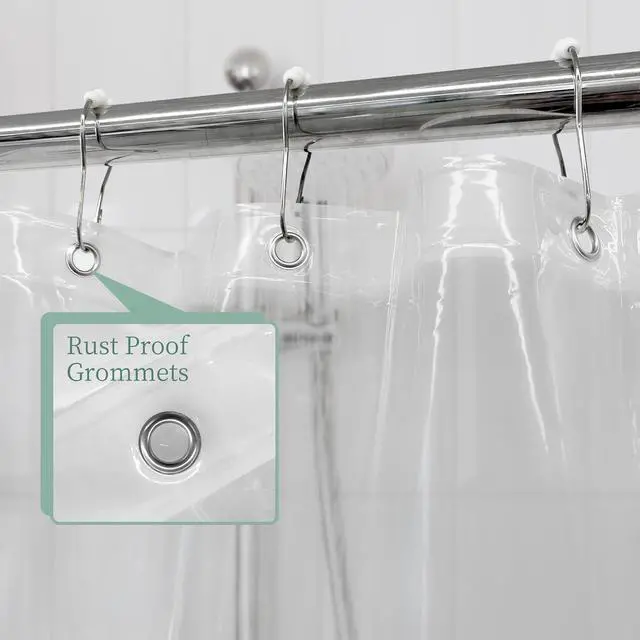 Alt view image 6 of 7 - Mrs Awesome Clear Shower Curtain Liner with 3 Magnets, 72x72 | 12 Rustproof Grommets, Premium Flexible Sturdy Plastic Shower Curtain for Bathroom Lightweight, Waterproof,72W x 72H