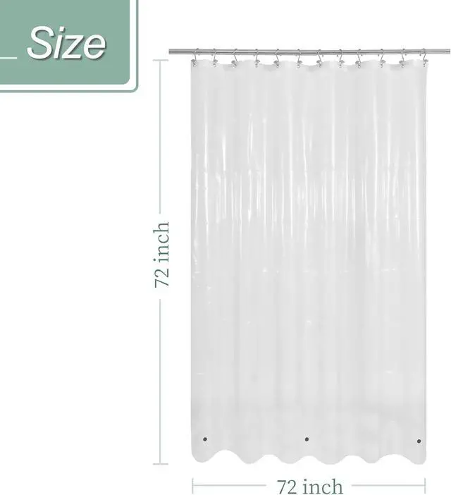 Alt view image 7 of 7 - Mrs Awesome Clear Shower Curtain Liner with 3 Magnets, 72x72 | 12 Rustproof Grommets, Premium Flexible Sturdy Plastic Shower Curtain for Bathroom Lightweight, Waterproof,72W x 72H