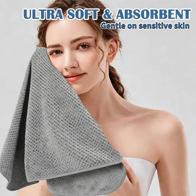 Alt view image 2 of 6 - 4 Pack Quick to Dry Hand Towels Microfiber 14 x 30 Inches | Highly Absorbent Towels Perfect for Bathroom & Kitchen Shower, Spa, Hand Towel (Gray)