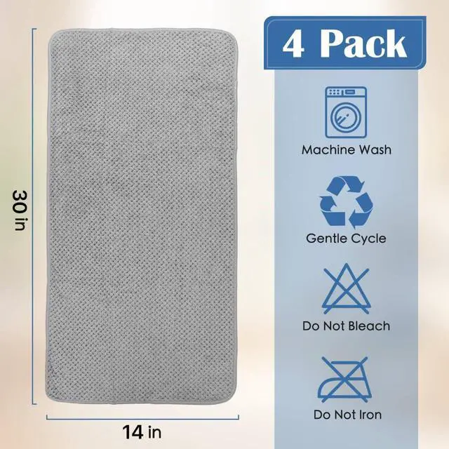 Alt view image 3 of 6 - 4 Pack Quick to Dry Hand Towels Microfiber 14 x 30 Inches | Highly Absorbent Towels Perfect for Bathroom & Kitchen Shower, Spa, Hand Towel (Gray)