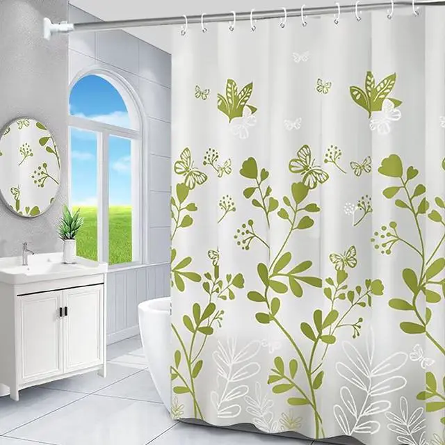 Main image of TIKABC Shower Curtain Liner, 4G PEVA Green Butterfly Shower Liner, Plastic Waterproof Shower Curtains, 72x72 inch with Grommet Holes 3 Magnetic Weights