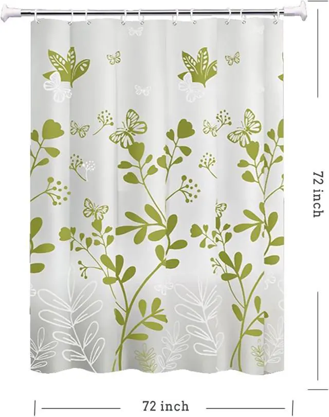 Alt view image 5 of 5 - TIKABC Shower Curtain Liner, 4G PEVA Green Butterfly Shower Liner, Plastic Waterproof Shower Curtains, 72x72 inch with Grommet Holes 3 Magnetic Weights