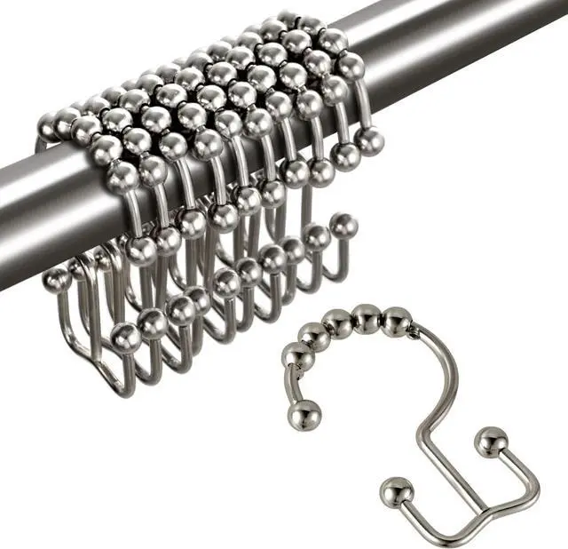 Main image of TOPROD Shower Curtain Hooks Rings Shower Curtain Hangers for Bathroom Hooks | Brushed Nickel,Stainless Steel,Rust Proof ,Durable,Free Gliding, Kitchen, Wardrobe,Set of 12