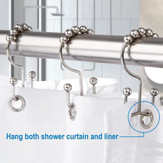 Alt view image 2 of 7 - TOPROD Shower Curtain Hooks Rings Shower Curtain Hangers for Bathroom Hooks | Brushed Nickel,Stainless Steel,Rust Proof ,Durable,Free Gliding, Kitchen, Wardrobe,Set of 12