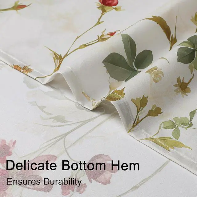 Alt view image 6 of 7 - OVZME Floral Printed Shower Curtain 72 Inch Length, Farmhouse Soft Fabric Watercolor Leaf Floral Waterproof Shower Curtain for Bath Bathtub, Chic Boho Rustic Bathroom Decoration, 72Wx72L Inches