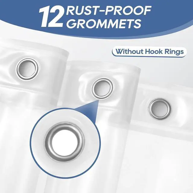 Alt view image 3 of 7 - downluxe Clear Shower Curtain Liner with Magnets, Clear Shower Liner, 72" W x 78" L Lightweight Shower Curtains for Bathroom