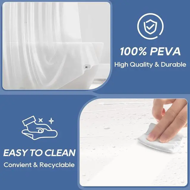 Alt view image 6 of 7 - downluxe Clear Shower Curtain Liner with Magnets, Clear Shower Liner, 72" W x 78" L Lightweight Shower Curtains for Bathroom