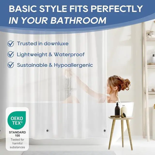 Alt view image 7 of 7 - downluxe Clear Shower Curtain Liner with Magnets, Clear Shower Liner, 72" W x 78" L Lightweight Shower Curtains for Bathroom